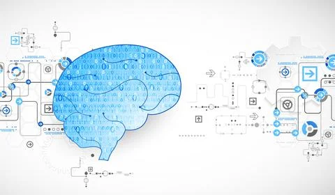 Abstract digital brain,technology concept. Vector Stock Illustration