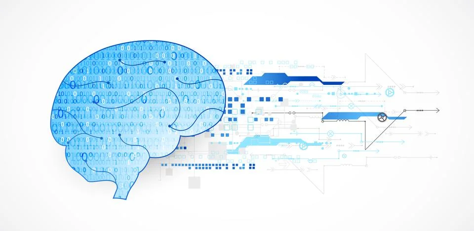 Abstract digital brain,technology concept. Vector Stock Illustration