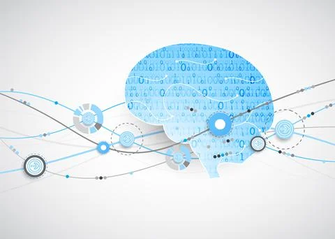 Abstract digital brain,technology concept. Vector Illustrazione stock