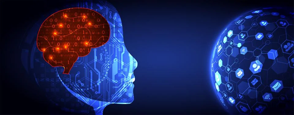 Abstract digital brain,technology concept. Vector Stock Illustration
