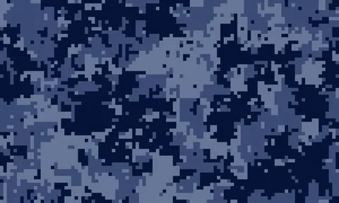 Abstract digital camouflage pattern in navy blue and slate grey shades.  Perf Stock Illustration