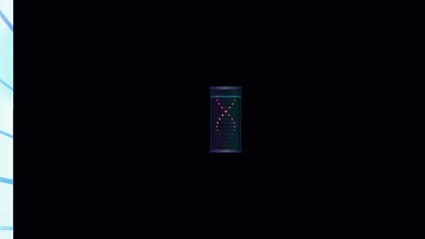 Abstract Digital Capsule Animation with DNA Strand and Eye Graphic on Black Vídeos de archivo 344232965