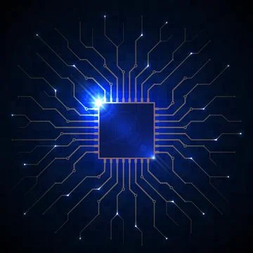 Abstract digital chip, computer processor, cpu, printed circuit board. AI イラスト素材