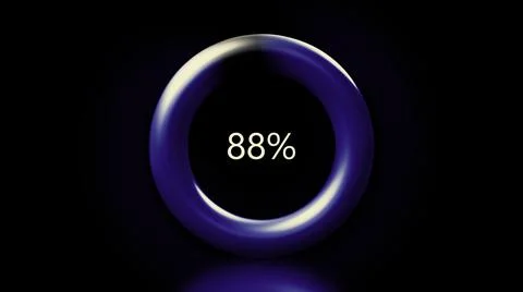 Abstract digital circle with changing numbers from 100 to 0. Motion. Ring shaped Illustrazione stock
