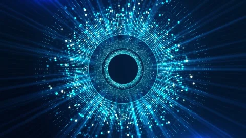 Abstract Digital Circle Data Ring Blue Technology Background digital systems, si Stock Footage 341905178
