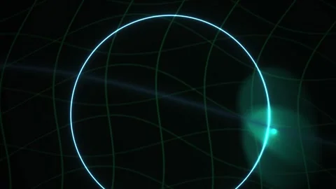 Abstract Digital Circle Pulsing with Glowing Grid Lines and Light Flares. Stock Footage 341779195