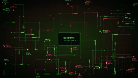 Abstract Digital Circuit Board Animation with Glowing Green and Red Data Lines Stock Footage 344775504