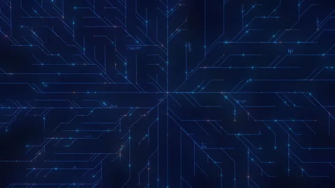 Abstract Digital Circuit Board Background with Glowing Lines Stock Footage 324716878