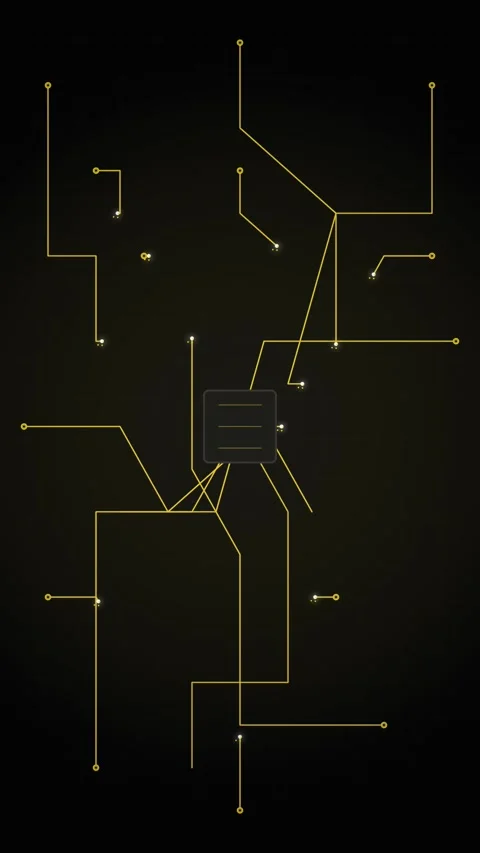 Abstract Digital Circuit Board Background with Glowing Gold Connections Stock Footage 346203979