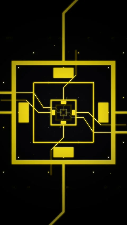 Abstract Digital Circuit Board Background with Glowing Yellow Lines Stock Footage 346207963