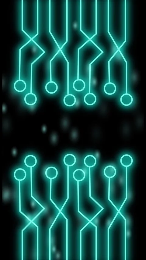Abstract digital circuit board with glowing teal paths. Digital circuit boa.. Stock Footage 344842016