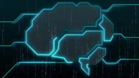 Abstract digital circuit board lines with matrix binary code rain. Technolo.. 스톡 동영상 337023014