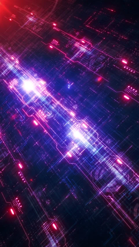 Abstract Digital Circuit Board with Luminous Lines, Vivid digital circuit Stock Footage 273283814