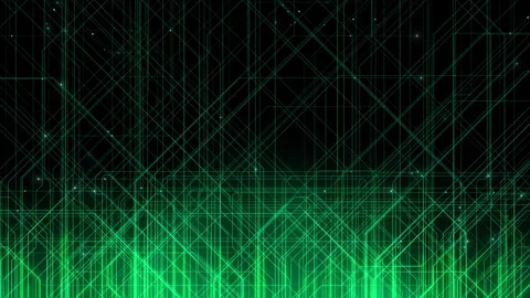 Abstract Digital Circuit Board with Neon Green Data Lines 4K Stock Footage 339267251