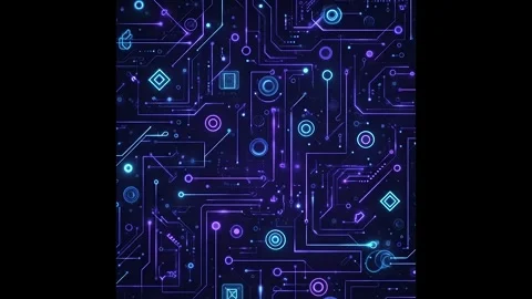 Abstract digital circuit board pattern illuminated on dark background Stock Footage 319439028