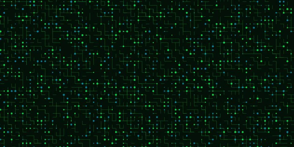 Abstract digital circuit board pattern with green lights 库存插图