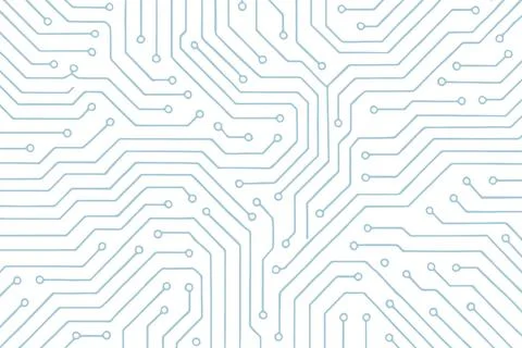 Abstract digital circuit board pattern with light blue lines on white Stock Illustration