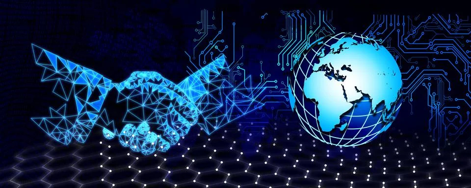 Abstract digital circuit data technology illustration background with Earth and 스톡 일러스트