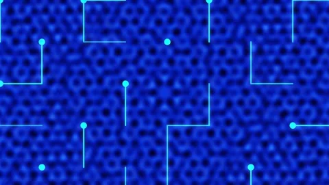 Abstract digital circuit maze pathway on cellular science pattern background Stock Footage 336884784