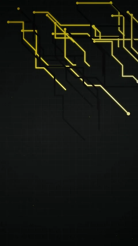 Abstract Digital Circuitry Lines with Glowing Yellow Nodes on Dark Background 스톡 동영상 346202741