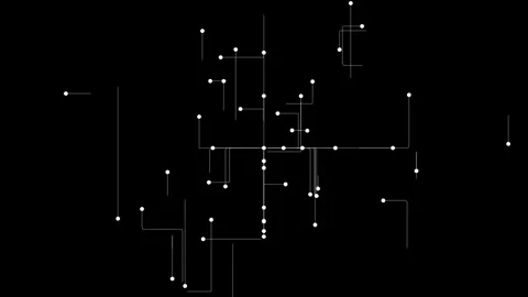 Abstract Digital Circuitry with White Lines on Black Background Stock Footage 341374323