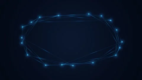Abstract digital circular frame formed by glowing blue nodes and thin lines.. 스톡 동영상 347244146