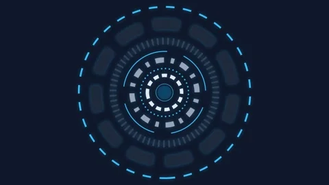 Abstract digital circular interface with glowing blue neon light patterns 库存影片 335117893
