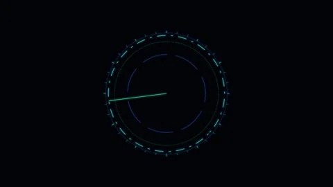Abstract digital circular interface with glowing blue and green light lines 库存影片 338310913