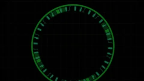 Abstract Digital Circular Interface with Glowing Green Data Elements. Stock Footage 341779193