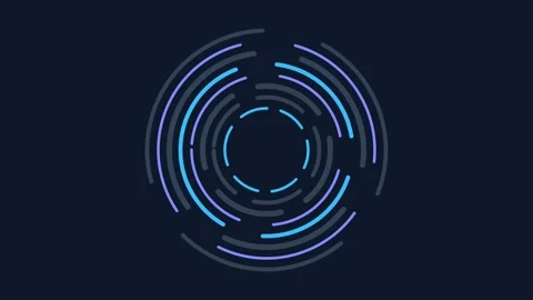Abstract digital circular pattern with glowing blue and purple lines Video stock 335117820