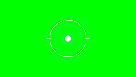 Abstract digital circular target interface on a vibrant green screen backgrou Stock Footage 340904905