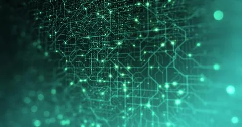 Abstract digital city. Digital Circuit board, Motherboard, Digital chip. Stock Illustration