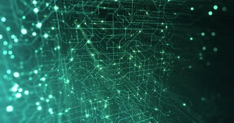 Abstract digital city. Digital Circuit board, Motherboard, Digital chip. Stock Illustration