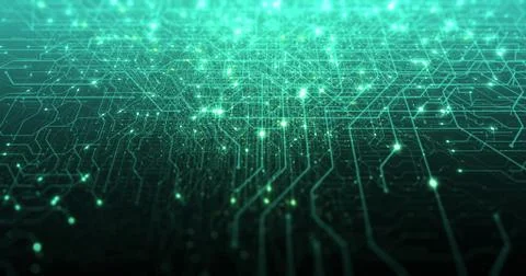 Abstract digital city. Digital Circuit board, Motherboard, Digital chip. Stock Illustration