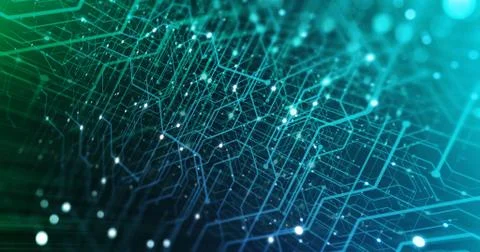 Abstract digital city. Digital Circuit board, Motherboard, Digital chip. Stock Illustration