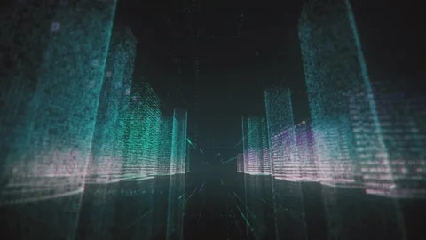 Abstract digital city wireframe in dark blue and white colors consist of Stock Footage 159954080