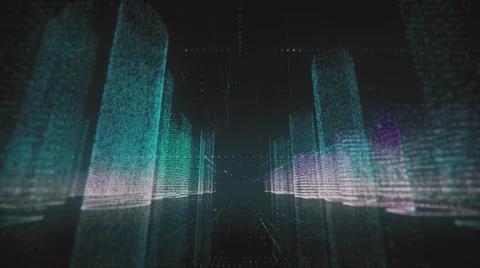 Abstract digital city wireframe in dark blue and white colors consist of Stock Illustration