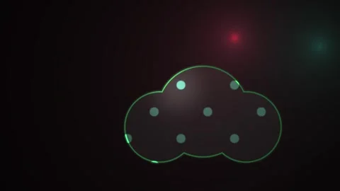 Abstract Digital Cloud Computing Network Animation with Glowing Data Nodes. Stock Footage 341779217
