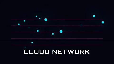 Abstract digital cloud network connection concept with glowing lines on bla.. Stock Footage 337500987