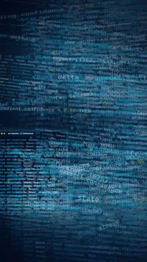 Abstract Digital Code Background with Blue Glowing Programming Text 動画素材 335342126