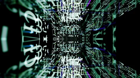 Abstract Digital Code Forms Pulse and Twist Stock Footage 100674474