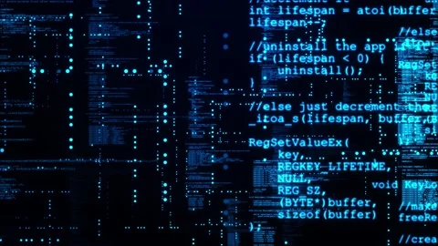 Abstract digital code motion Software development process concept in a Stock Footage 180773541