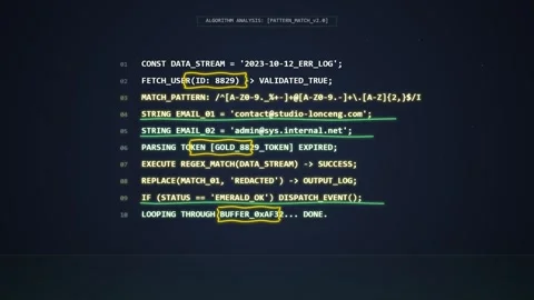 Abstract digital code programming and data processing on a dark blue backgr.. Stock Footage 348795603