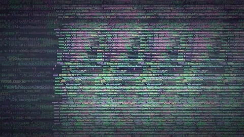 Abstract Digital Code Scrolling on Dark Screen with Glitch Effects and Colorful Stock Footage 339951923