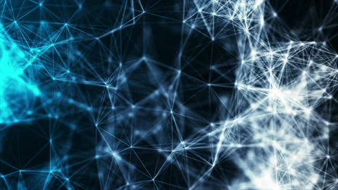 Abstract digital communication dots and lines polygonal structure. Technology Stock Footage 159894631
