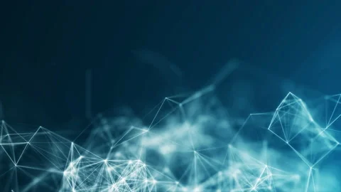 Abstract digital communication dots and lines polygonal structure. Technology Stock Footage 159897355