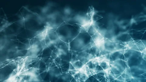 Abstract digital communication dots and lines polygonal structure. Technology Stock Footage 159897922