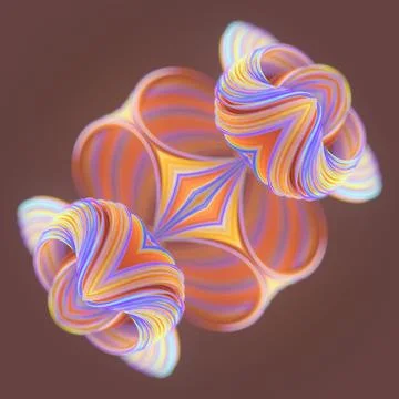 Abstract digital composition with colorful, ornate swirling ribbons. 3d render Stock Illustration