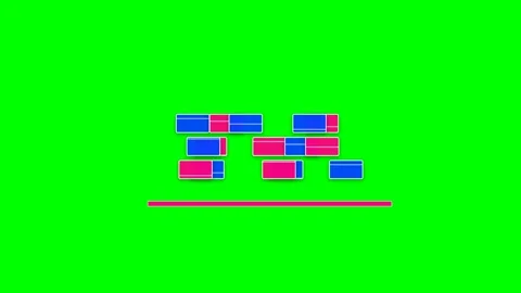 Abstract digital composition of colorful rectangular blocks on green screen Видео 341820777