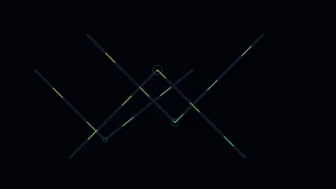 Abstract digital composition featuring intersecting neon lines on black Video stock 338310261